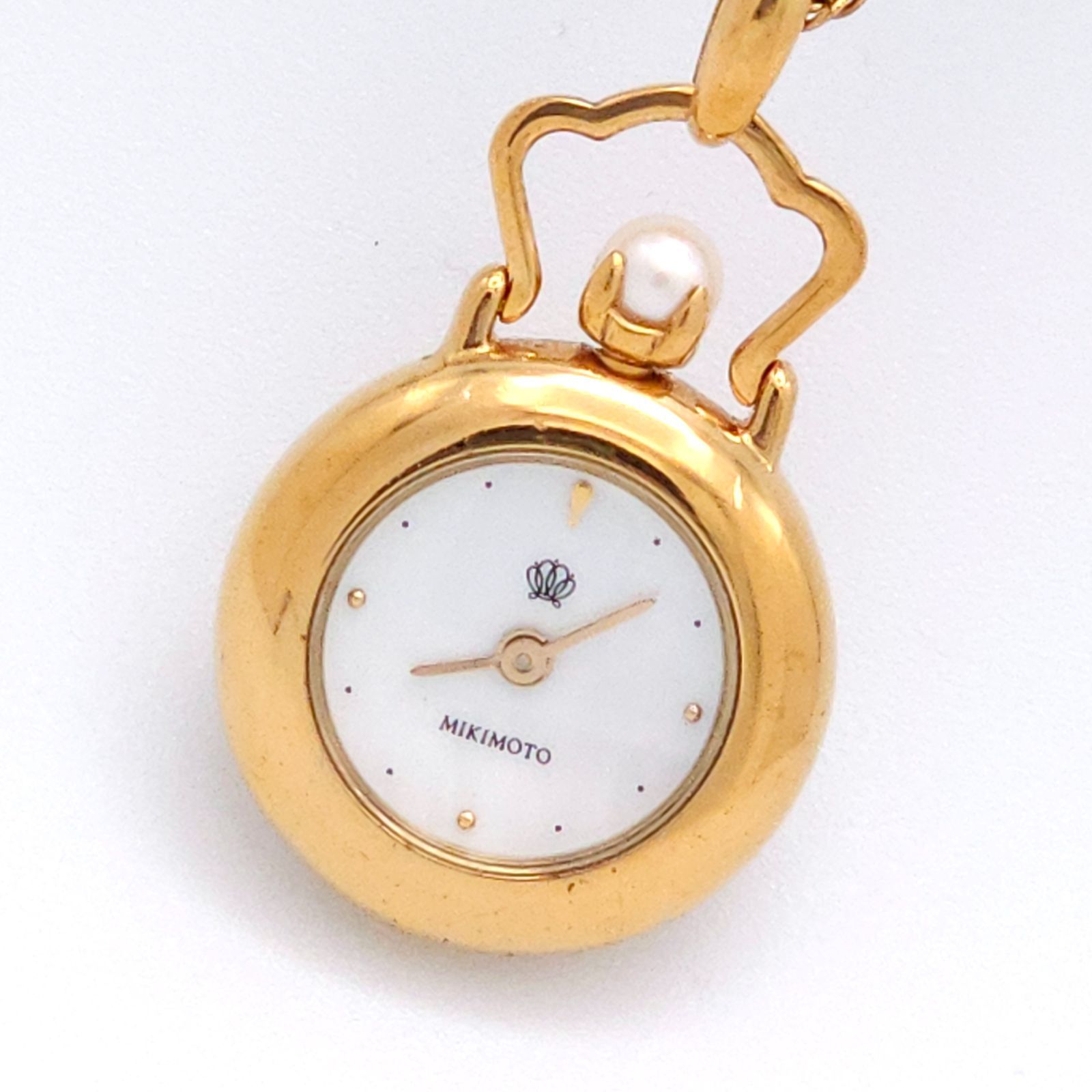 ★美品 MIKIMOTO ミキモト JAL限定 NNS-8016PF QZ ペンダントウォッチ 動作品 パール シェル