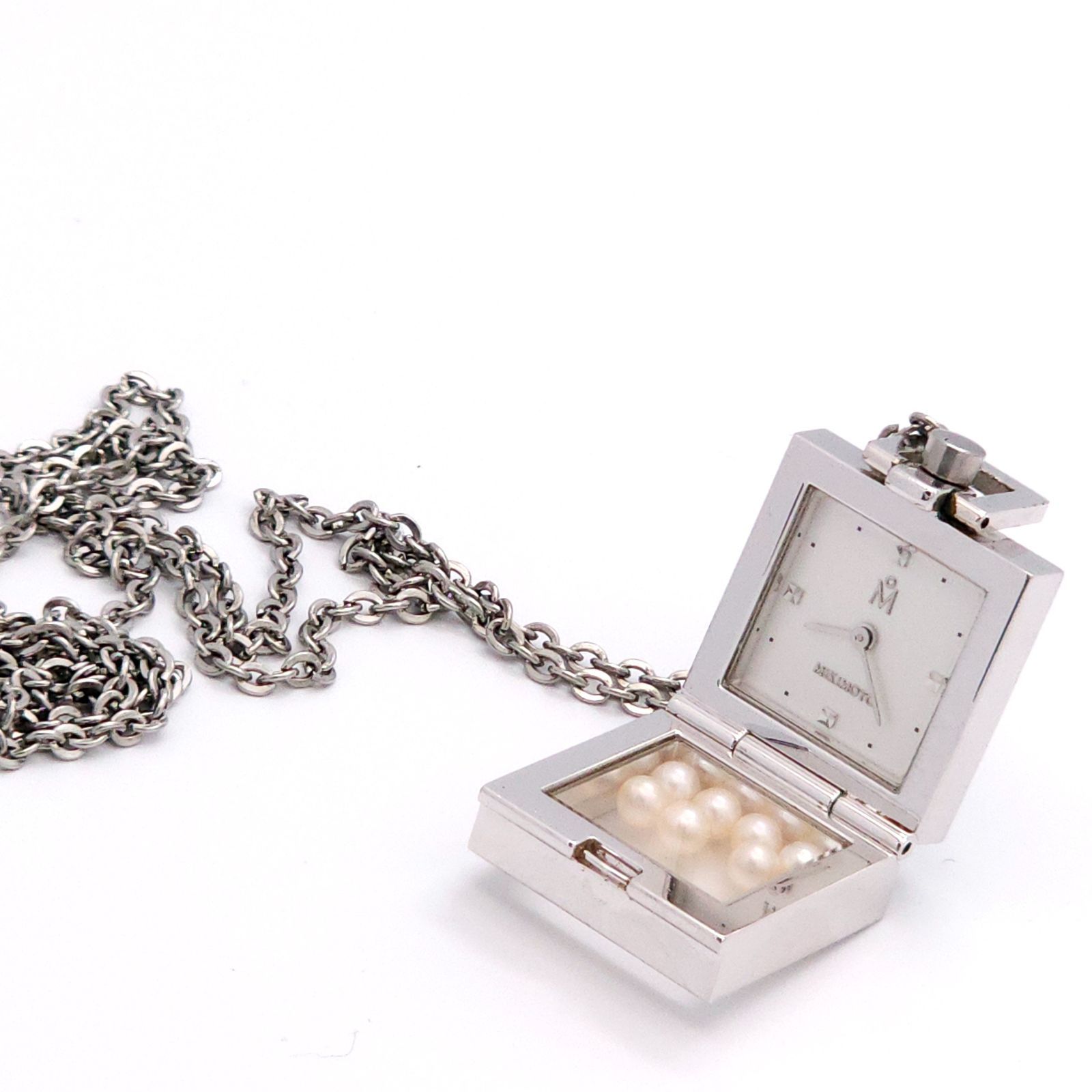 MIKIMOTO ミキモト ペンダントウォッチ ネックレス 7粒パール スライド