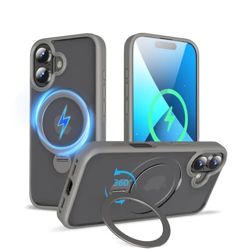 【新開発・定点360度回転スタンド】KWATUNG iPhone 17 用 ケース MagSafe対応 ワイヤレス充電対応 あいふおん17 用 ケース いphone17用 隠し収納式スタンド 横縦両立 角度調整 アイホン17用 リング マグネ f681ce8d