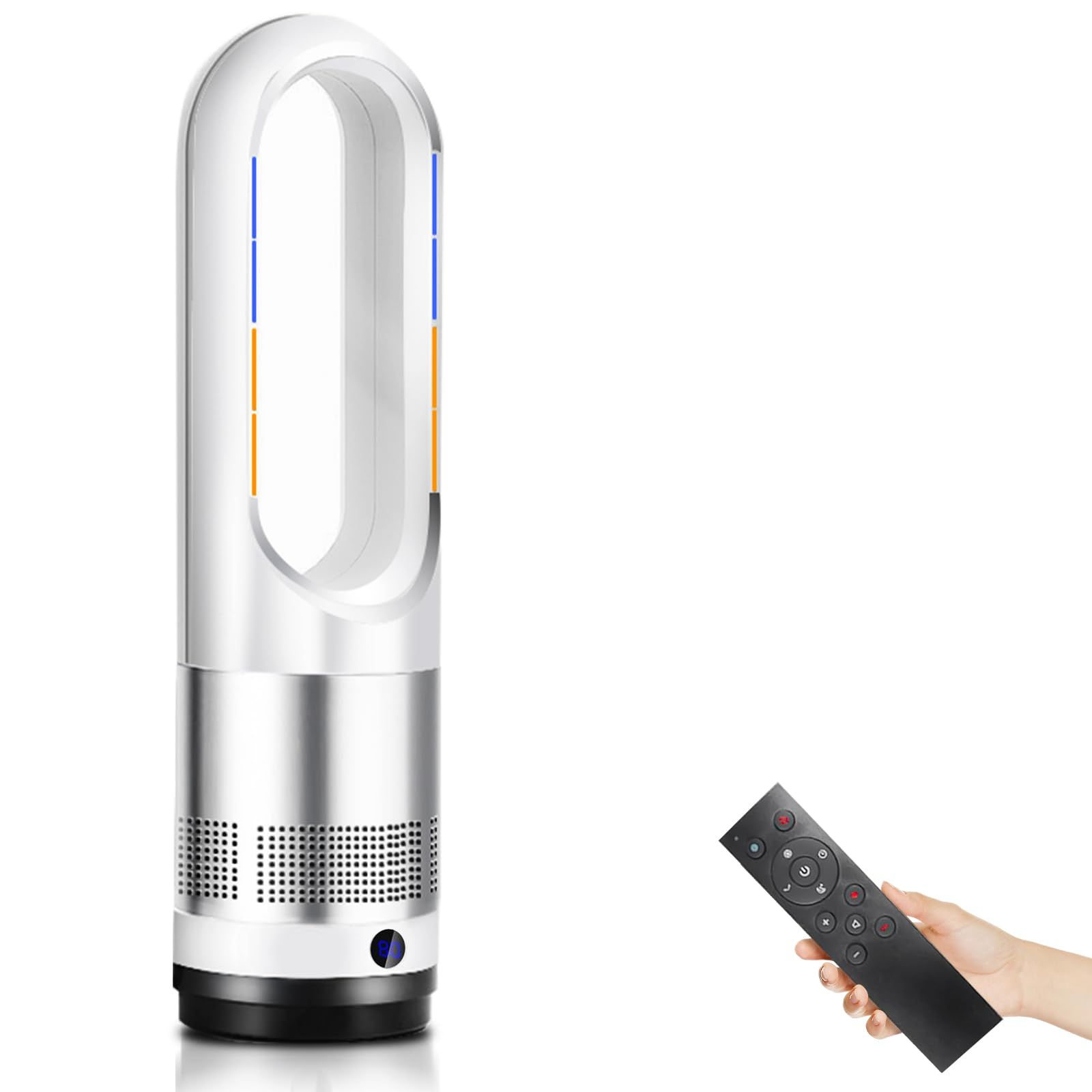 セラミックヒーター 【冬新定番・羽根なし・?暖兼用】ヒーター 浴室暖房機 省エネ 電気 3段階温風+8段階送風 80°首振り 9Hタイマー 静音 DCモーター 節電 リモコン操作 ?暖房 40W/1100Ｗ 大風量 速暖 過熱保護 転倒OFF d866221f