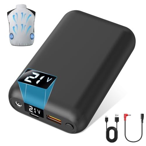 空調作業服 バッテリー 21V 20000mAh 大容量 DC/USBデュアル出力 4段階風速調節 LEDディスプレイ搭載 Type-C急速充電 小型 軽量 停電対策 旅行/出張/アウトドア/防災/地震/緊急用などの必携品 （PSE認証済）e 8a4729df