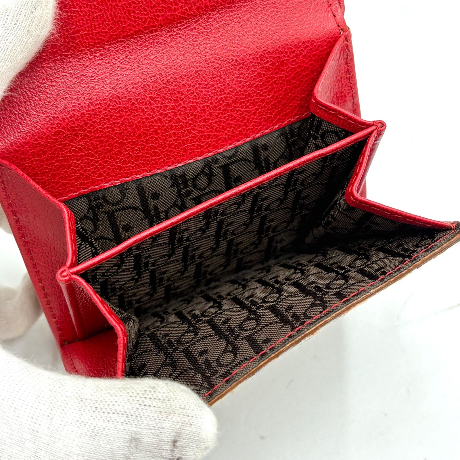 新品同様◎Christian Dior クリスチャンディオール ジョンガリアーノ期 レオパード ハラコ コンパクトウォレット 三つ折り財布
