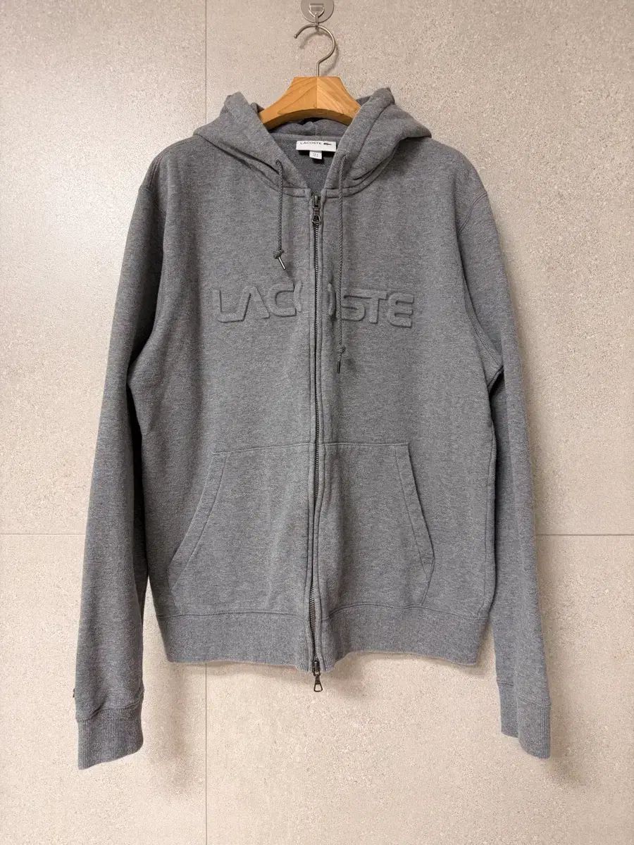 ラコステ フード ジップアップ グレー カーディガン