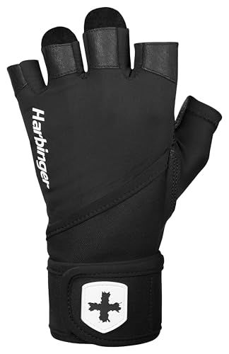 【日本正規品】ハービンジャー(Harbinger) トレーニンググローブ 男女兼用 XS~XLサイズ 筋トレ ヘビーリフティング用 プロリストラップグローブ ブラック 177f498b
