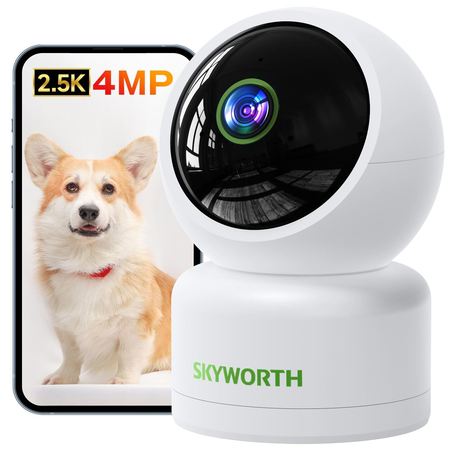 Skyworth ペットカメラ iphone対応 防犯カメラ 室内 【2026新進化・400万画素】 見守りカメラ ベビーモニター スマホ連動 監視カメラ 双方向通話 みまもりカメラ 録画機能付き 室内カメラ 赤ちゃん ペット 見守り 高齢者 71d789fb