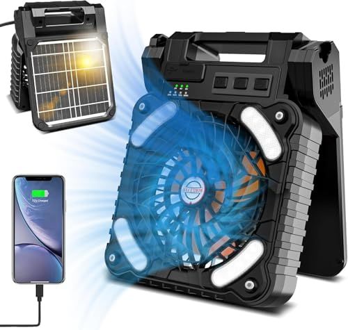 キャンプ 扇風機 ソーラー扇風機 7800mAh 大容量 ソーラーパネル キャンプ用品 Type-C充電 タイマー機能 風量4段階調節 LED輝度3段階調節 機能 車中泊 防災 ライト アウトドア携帯キャンプ用品/応急 防災 停電用 日本語説明書付★m