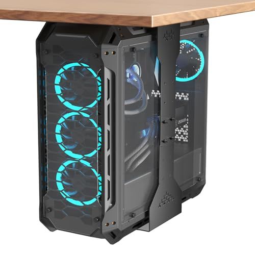 WORLDLIFT CPUスタンド 吊り下げ PCホルダー 最大幅34cm 耐荷重35kg フルタワーpcケース対応 昇降式デスク用 CPUホルダー PC収納ボックス/ e85b85b3