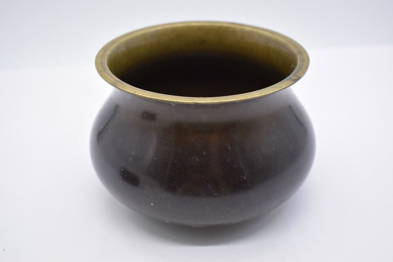 茶道具 唐銅 エフゴ建水 「浄益」 銘有り（2） 茶道 22-9903
