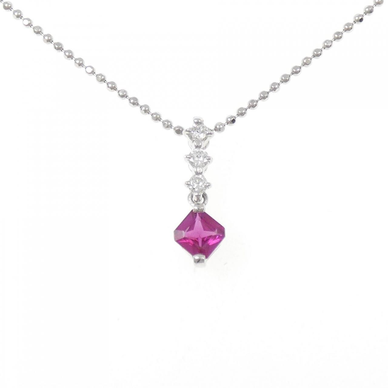 PT900/PT850 ルビー ネックレス 0.45CT