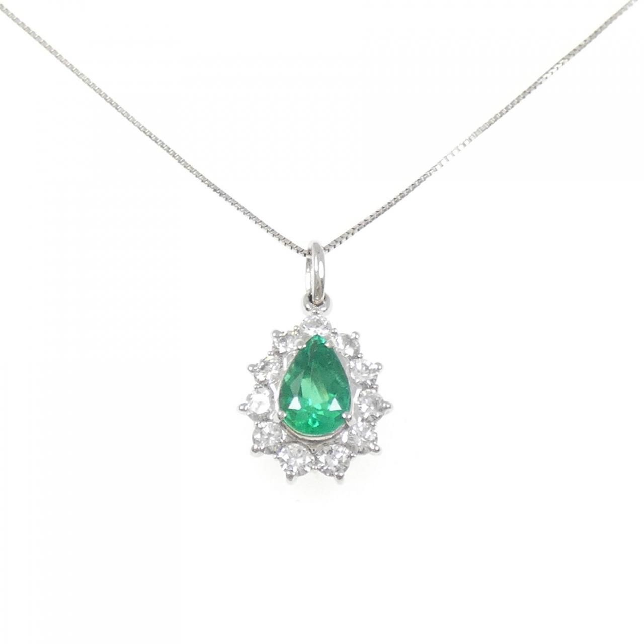 PT900/PT850 エメラルド ネックレス 0.79CT