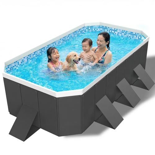 プール 空気入れ不要 ビニールプール 大型 折り畳み式 水遊び 家庭用 子供用 ペット用 収納便利 耐高温・耐摩擦・猛暑対策 簡単排水 （外径210*140*50CM，内径180*110*50CM）t fb19597e