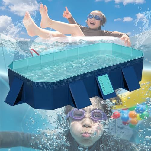 プール 大型 折りたたみ 【パッと広げてすぐ使える】 空気入れ不要 家庭用 子供用 ファミリープール 簡単排水 コンパクト収納 ベランダOK 日本語説明書 ukaboo ウカブー (ブルー, 3ｍ)t 50681b3f