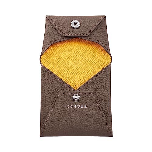COGURE コグレ コインケース 小銭入れ 本革 シュリンクカーフレザー 二つ折り 男女兼用 ギフトボックス付き COPECP エトープ+イエローt 35bc6f16