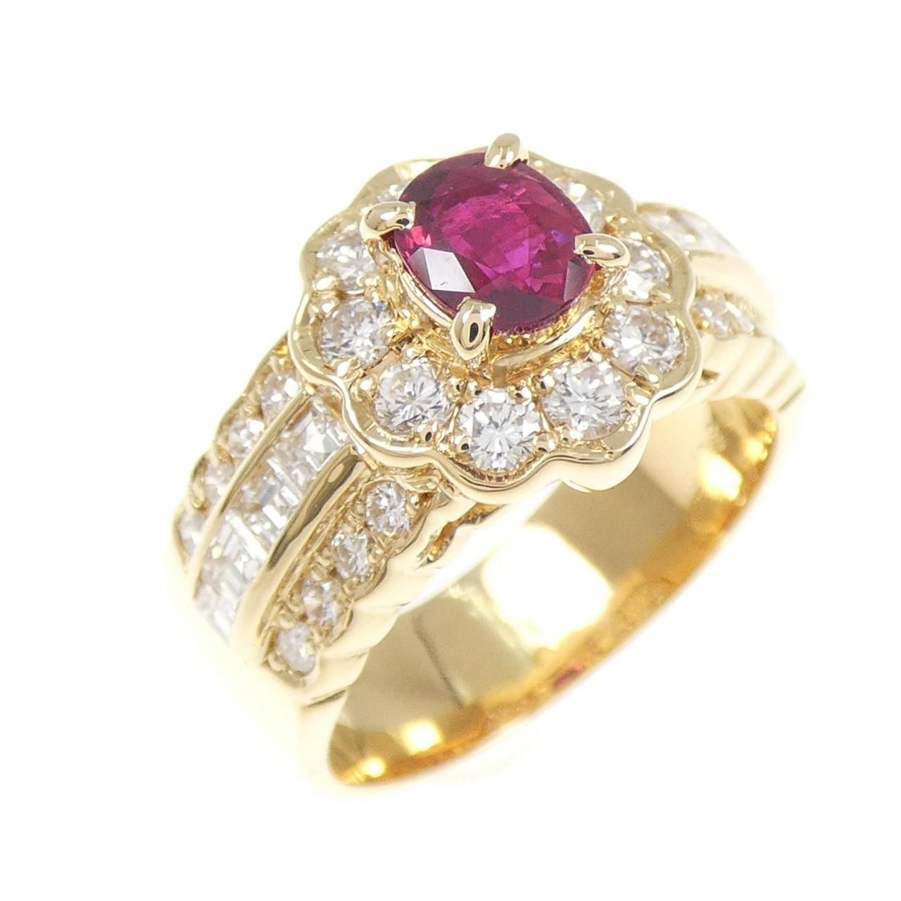 K18YG ルビー リング 0.49CT