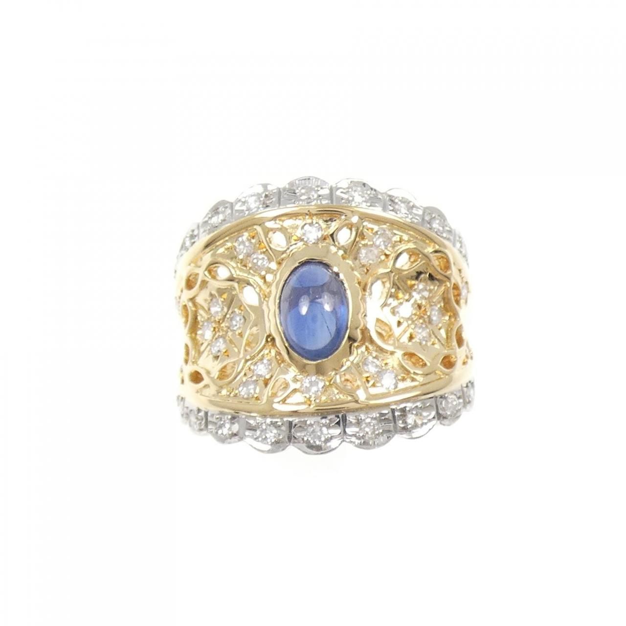 K18YG/PT900 サファイヤ リング 0.85CT