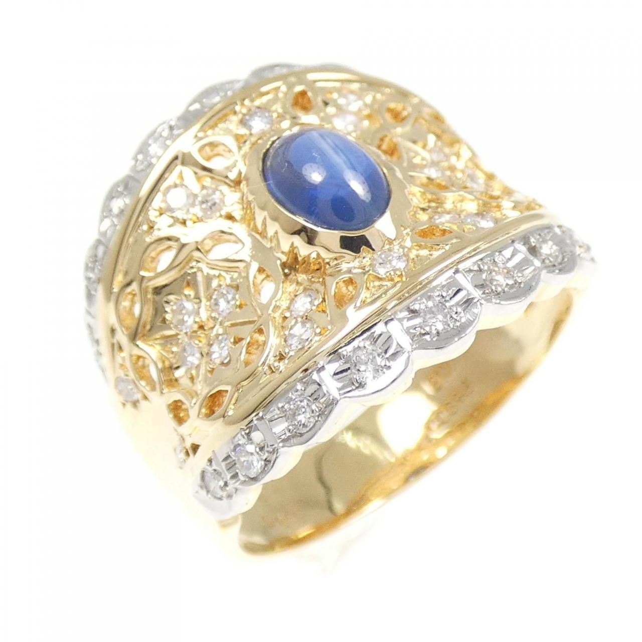 K18YG/PT900 サファイヤ リング 0.85CT