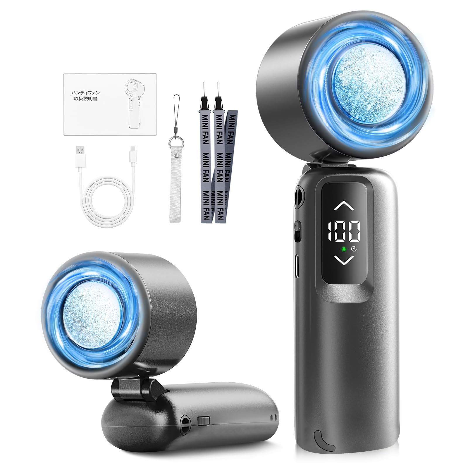 ハンディファン 冷却プレート 携帯扇風機 【新型・-20℃瞬間冷却・首掛け/手持ち/卓上3WAY】手持ち扇風機 100段階風量調節 小型 ハンディ扇風機 強力送風 6000mAh大容量 長時間稼働 Type-C充電式 折り畳み 液晶画面 残量 b09df8db