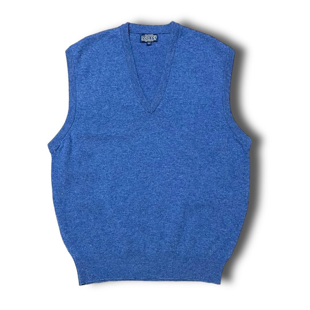 【LANDS' END】ラムウールVネックニットベスト MADE IN ENGLAND