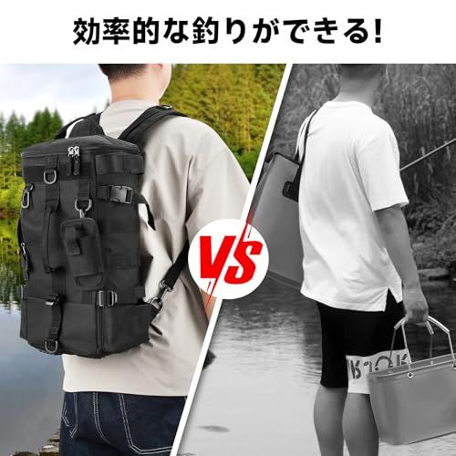 KOMCLUB 釣り リュック フィッシング バッグ 防水 大容量 多機能 ロッドホルダー 撥水加工 通気性 釣り用タックルバッグ 39aae3fb