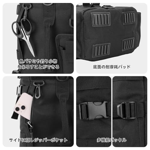 KOMCLUB 釣り リュック フィッシング バッグ 防水 大容量 多機能 ロッドホルダー 撥水加工 通気性 釣り用タックルバッグ 39aae3fb