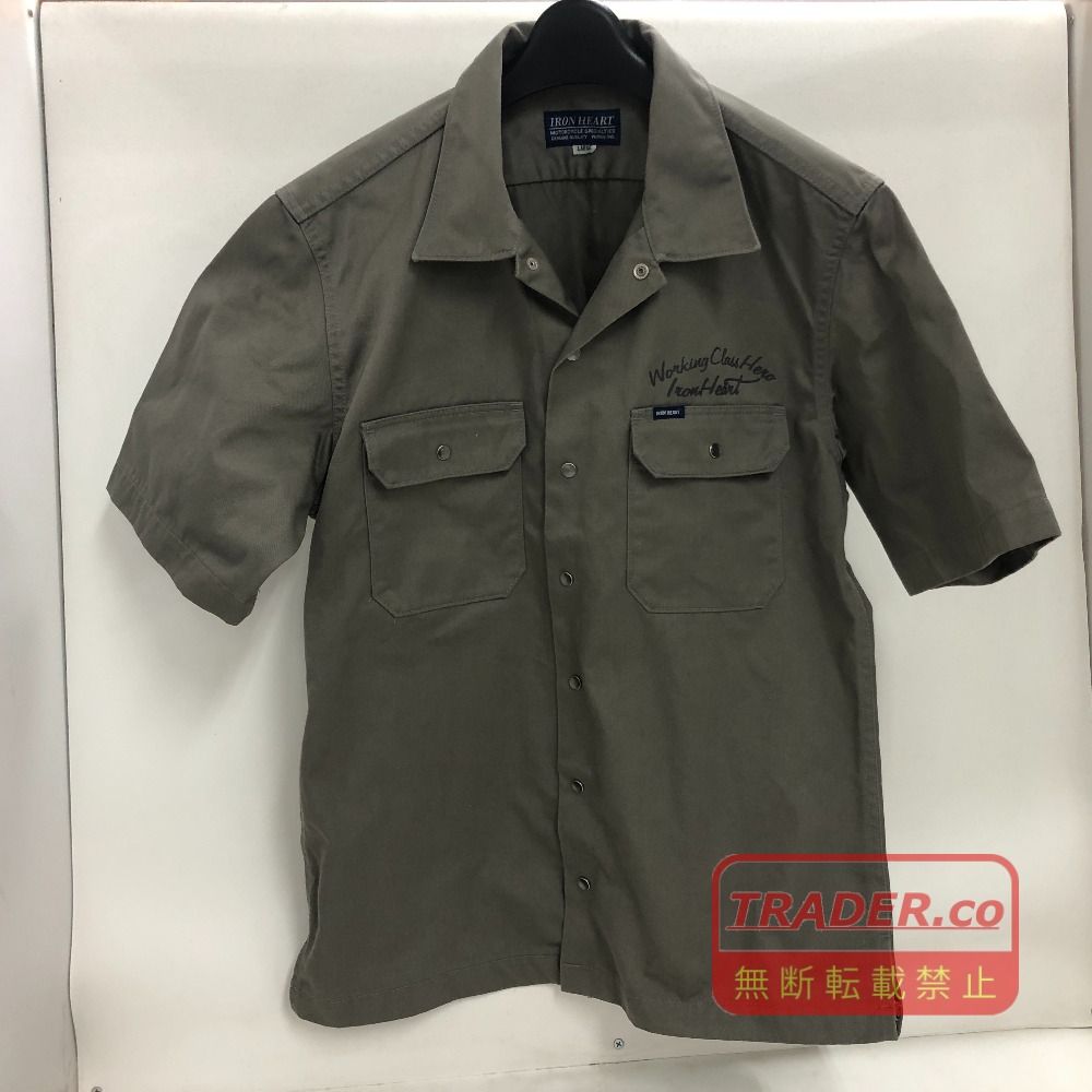 02w25239 IRON HEART アイアンハート グレー L 日本製 メンズ 半袖シャツ コットン IHSH-60 【中古品】