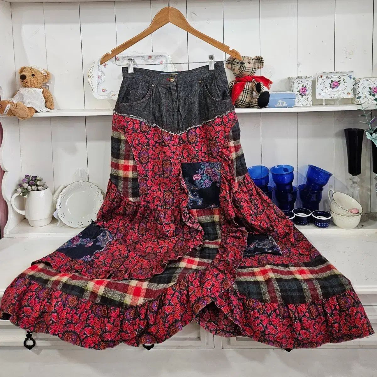 BETTYS BLUE(ベティズブルー) ユニーク パッチワーク ロング丈スカート 10,175円