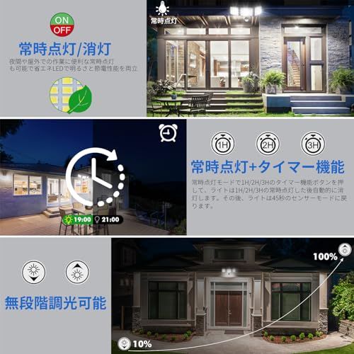 CLY LEDセンサーライト 屋内/屋外使用可 人感センサー LED投光器 70W 昼白色 6500K フラッドライト リモコン操作 自動点灯/消灯 超高輝度 7000ルーメン 3灯式 IP66防水仕様 省エネ 明るい 爆光 防犯ライト 投光 cd35133f