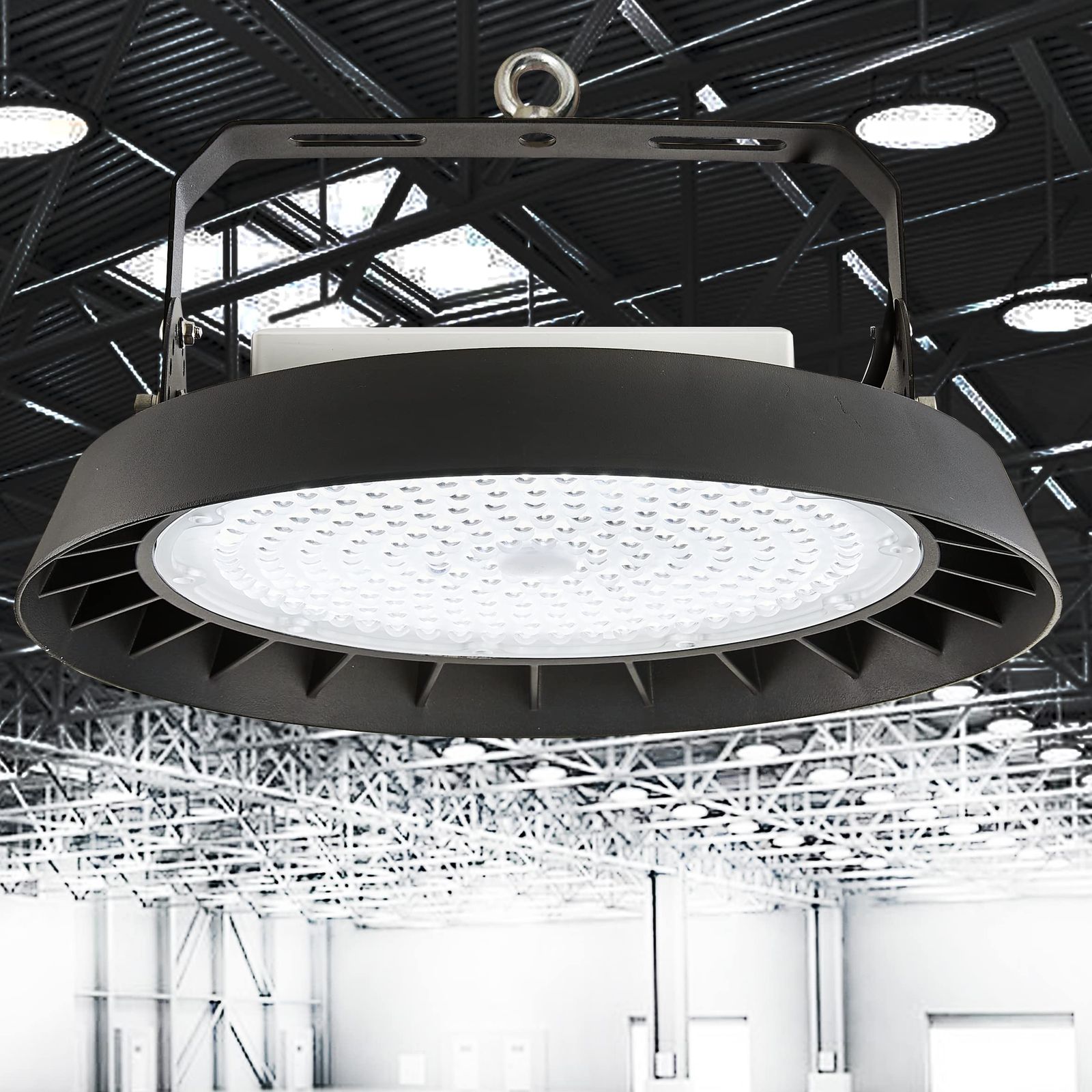 LED高天井灯 UFO型 投光器LED100W 高輝度 16000lm【1000W水銀灯相当】ハイベイライト IP65防水防塵 防寒 掲示板 体育館 展覧会 駐車場 運動場 工場照明 倉庫照明 高天井照明 屋内屋外兼用 ビーム角90度（無騒音 8c9f330b