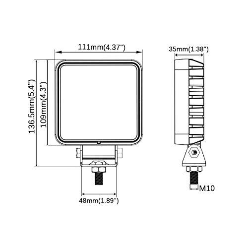 LED作業灯 広角 直径111mm 30W 3000ルーメン 6000K 角型 補助灯 デッキライト バイク トラック トラクター 船舶 ボード トレーナー に適用 高出力低電流 白色ボディー DC12V 24V兼用 2個セット Raycha 9d2866f0