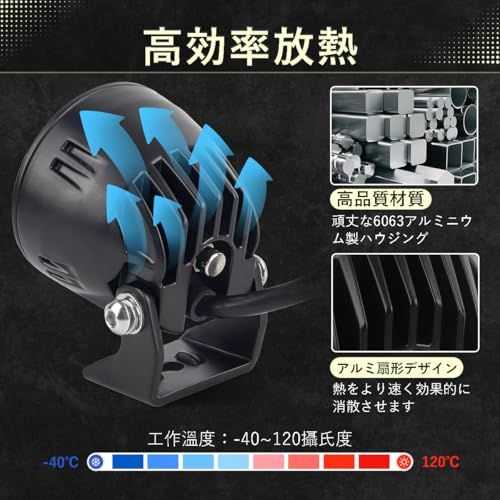 オフロードライト 25W イエロー LED作業灯 小型 丸形 角度調整可能 12V/24V対応 IP68 防水 防塵 バイク オフロード SUV ATV ピックアップ 自動車 作業車 トラック用 2個セットts e9366755