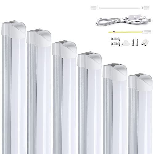 器具一体式led蛍光灯 20Ｗ形 直管 9.5Ｗ省エネ T8直感型 昼光色 高輝度1350LM 60cm ベースライト 高演色80+ 連結コードスリム 照明器具 天井 ガレージ 倉庫 キッチン 看板 作業補助灯 間接照明 工事不要（T8昼光色 925ba8e5