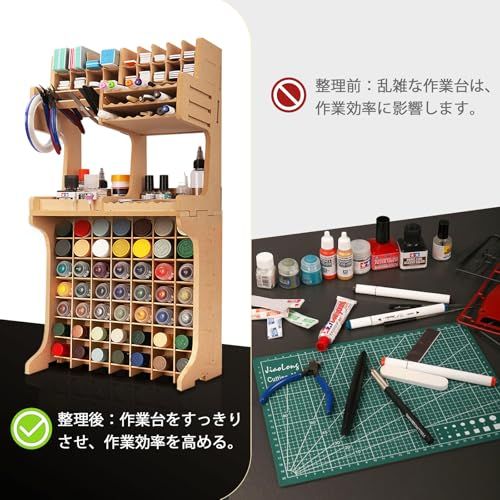 プラモデル ペイントラック 塗料ラック 工具収納 ペン/ヤスリ/ブラシ収納 塗料収納 TAMIYA/MR HOBBY/gaia/JUMPWINDに対応 MDF素材 組み立て式ワークステーション GK SEts 523db705