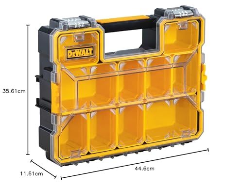 デウォルト(DEWALT) プロオーガナイザー Lサイズ 工具箱 収納ケース ツールボックス 軽量 耐久性 防塵防水性能 IP53 キャリーハンドル付き ブラック&イエロー DWST14825ts fae077ab