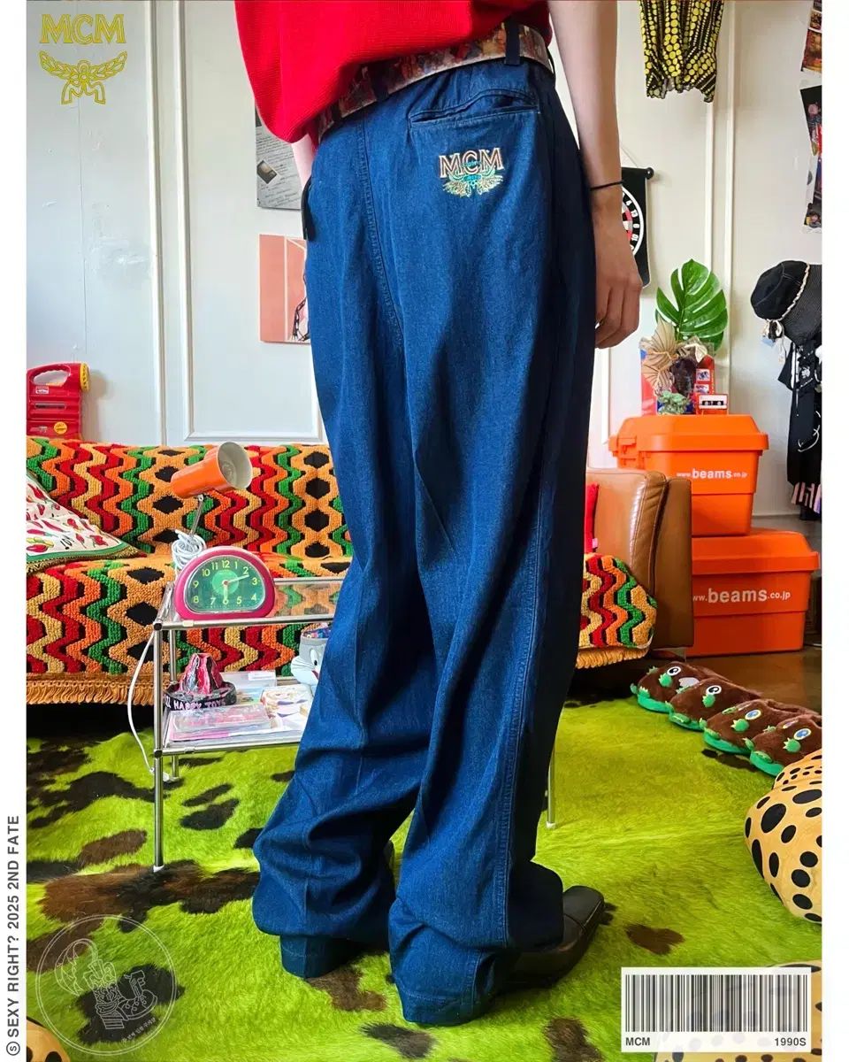 90s MCM ヴィンテージ ハイウエスト ツータック ワイド バルーン フィット デニム スラックス パンツ