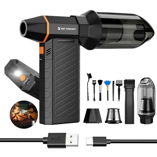 K&F CONCEPT エアダスター 電動エアダスター ブロワー磁気ノズル 2in1 吹き吸い両用 300000RPM 3段階風量調整 6000mAh大容量バッテリー 超高輝度LEDライト付き コードレス 充電式 ミニ エアダスター PC 掃 60bfb483