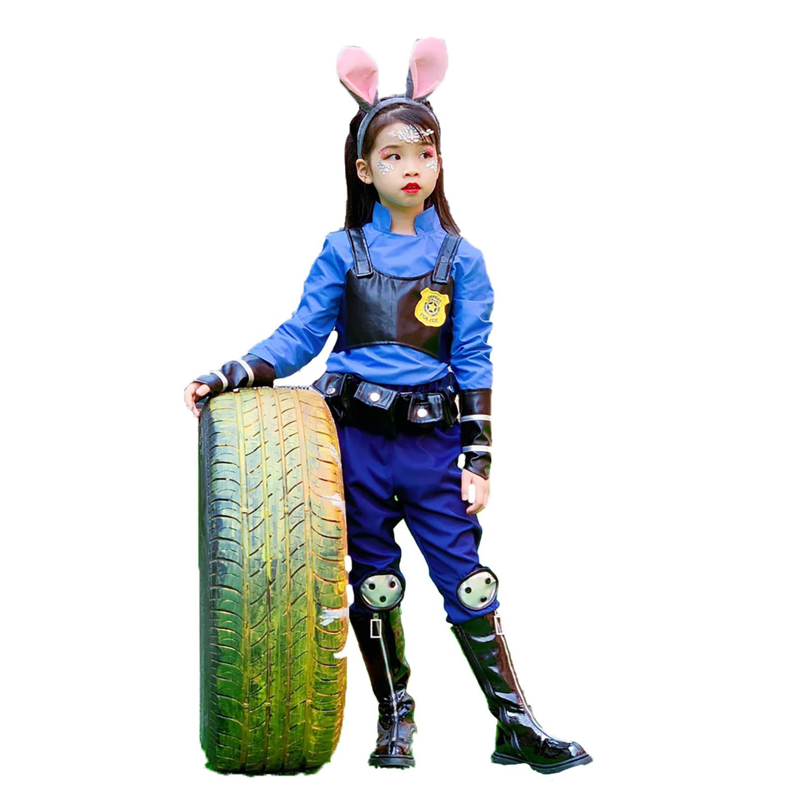 新品 [mvivm] ジュディ・ホップス Judy Hopps 子供用 コスプレ用衣装+ 耳＋しっぽ キッズ kids コスチューム 変身 仮装 変装 Cosplay 文化祭 学園祭 ハロウィン クリスマス 誕生日 忘年会 学園祭 舞台衣装 子供用 こどもの日