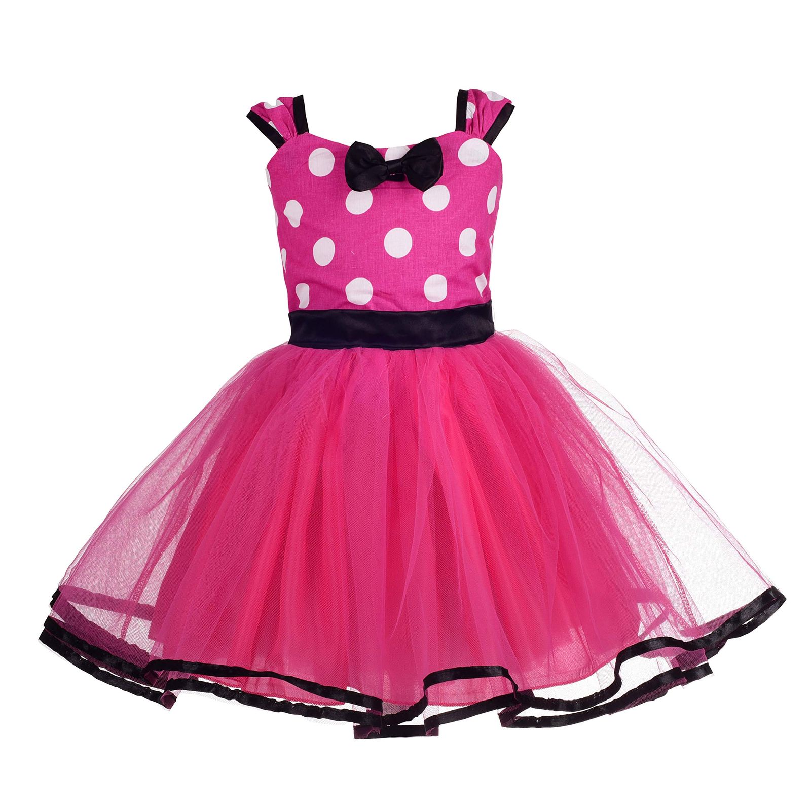 新品 [Dressy Daisy] ベビー ネズミの女の子 風 ガールズ 水玉 ドット柄 コスチューム 誕生日 パーティー チュール スカート カチューシャ 付き 9～12ヶ月 ホトピンク