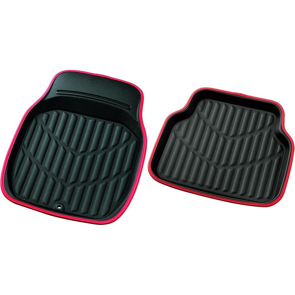 新品 ボンフォーム(BONFORM) カーマット 3Dレザー 前席2枚（46×60ｃｍ）・後席2枚（50×45cm) レッド