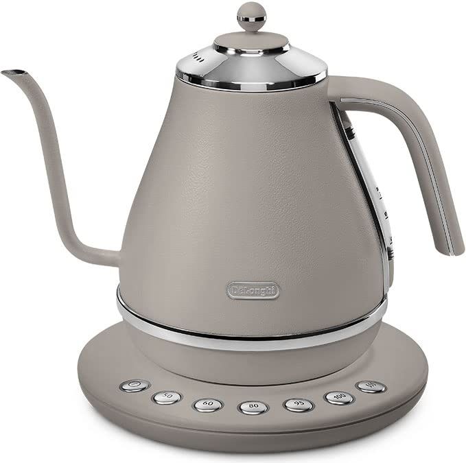 De’Longhi (デロンギ) 電気カフェケトル アイコナ KBOE1230J-BG 温度調整機能付き ステンレス ハンドドリップ 1.0L ワンプッシュ5段階温度設定 20分保温機能