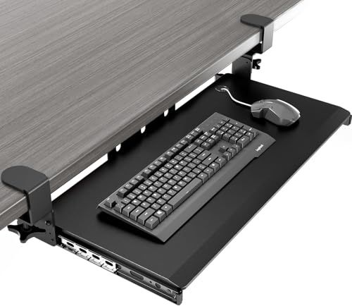AX WABER キーボードトレイ キーボードスライド式 クランプ式 人間工学設計 キーボード収納 マウス収納可能 組立簡単 テーブル拡張 幅680*280mm オフィス/ホーム/学校に適用 黒 AX01WB01ma a4a8d48c