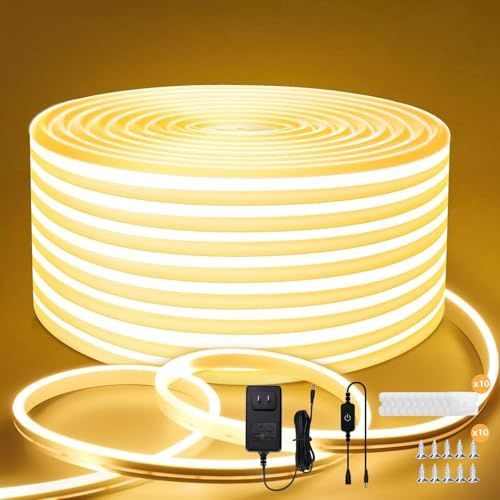 Lamomo LED テープライト、5M 防水 12V電球色調光可能なネオンチューブライト、間接照明 高演色高輝度 テープライト led、カット可能なシリコン3000KLEDストリップ、寝室インテリアホームデコレーション用/お部屋/店舗/コレ 2a127fef
