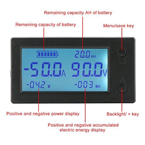 DROK DC 0-300V 200A STN LCDディスプレイ デジタルマルチメータ 電圧 アンペア 電力エネルギー 電流計電圧計 AHモニターパネル ホールセンサー付き（日本語の取扱説明書が必要なら、出品者へ連絡ください）(沖縄・離島の 2210224d