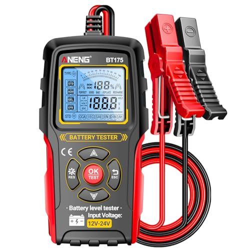 ANENG バッテリーチェッカー 12V/24V対応 カーバッテリーチェッカー 50~1999CCA 3AH~200AH デジタルバッテリーロードテスター LCD表示 電圧・バッテリー診断機 車・トラック・オートバイ・電動工具対応(沖縄・離島 a50a7aed