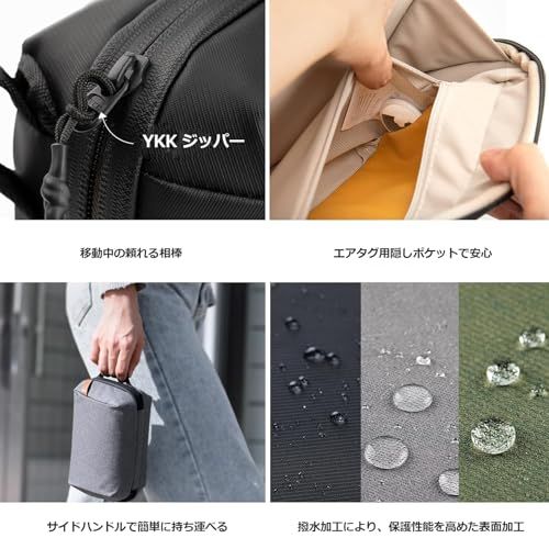 PGYTECH ガジェットポーチ 大容量 ハード 薄型 撥水 新構造 快適収納 スムーズアクセス 旅行 出張 ガジェットケース 小物入れ YKK 整理整頓 (トワイライトブラック)pms 25510234
