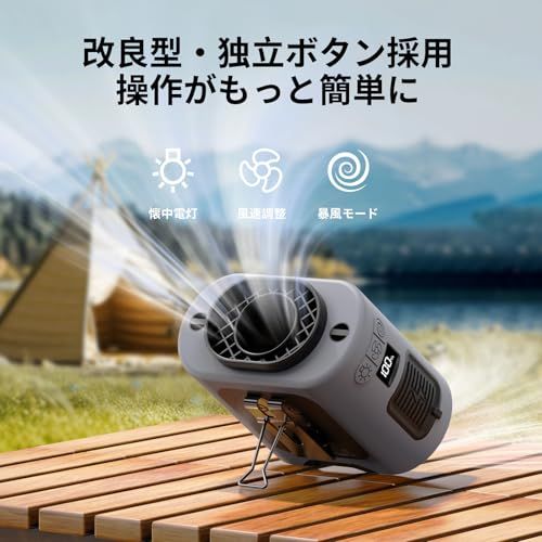 Socool 腰掛け扇風機 ベルトファン 14500mAh大容量 暴風モード付き5段階風速調整 1台4役（腰掛け/首掛け/卓上/手持ち） 最大67時間連続送風 360°回転クリップ＆独立スイッチ&懐中電灯&LED残量表示 日本語取扱説明書付き 80f43792