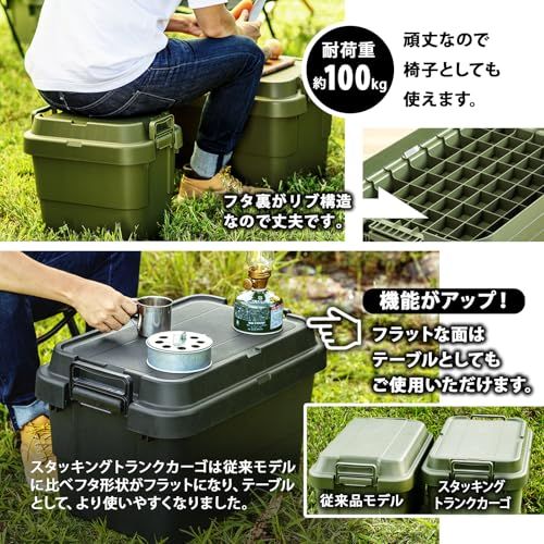 リス(RISU) 収納ボックス トランクカーゴ 50L ベージュ 日本製 TC-50S コンテナ ボックス スタッキング 屋外収納 キャンプ 防水 GHON229ts 5547d885