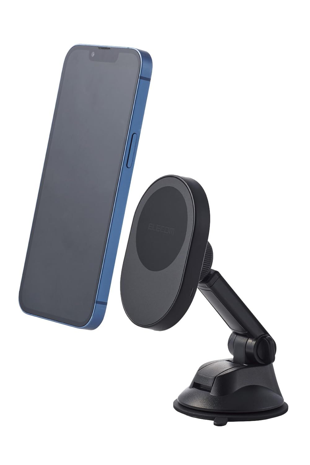 エレコム 車載ワイヤレス充電器 マグネット吸着 7.5W 5W 車載ホルダー スマホホルダー 車 ゲル吸着 [Magsafe対応iPhone 14/13/12 対応] ブラック W-QC10BKts 111807fa