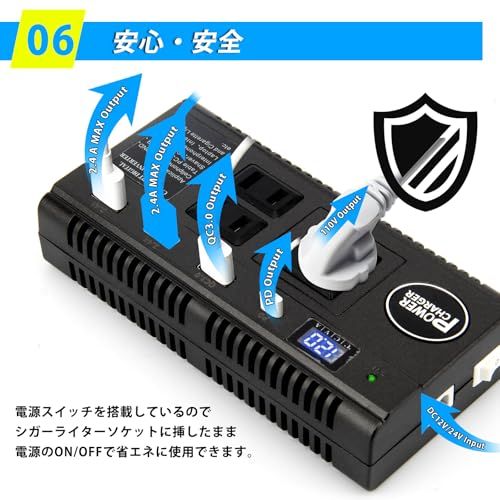 【急速充電】カーインバーター 車載充電器 120W DC12V 24V をAC110Vに 変換 修正弦波 インバーター カーチャージャー 車 コンセント 12V車 & 24Vトラック 対応 アダプター ACコンセント 3口/2口 ×3 USB 11563082 【急速充電】カーインバーター 車載充電器 120W DC12V 24V をAC110Vに 変換 修正弦波 インバーター カーチャージャー 車 コンセント 12V車 & 24Vトラック 対応 アダプター ACコンセント 3口/2口 ×3 USB 11563082