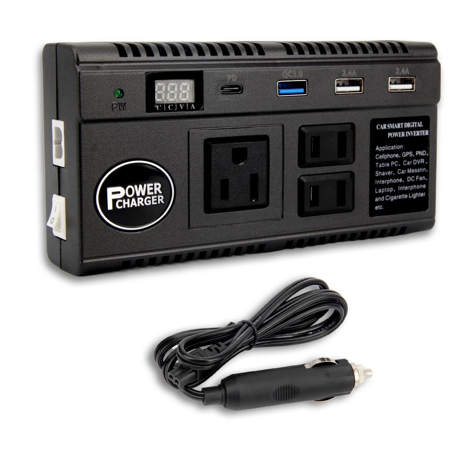 【急速充電】カーインバーター 車載充電器 120W DC12V 24V をAC110Vに 変換 修正弦波 インバーター カーチャージャー 車 コンセント 12V車 & 24Vトラック 対応 アダプター ACコンセント 3口/2口 ×3 USB 11563082 【急速充電】カーインバーター 車載充電器 120W DC12V 24V をAC110Vに 変換 修正弦波 インバーター カーチャージャー 車 コンセント 12V車 & 24Vトラック 対応 アダプター ACコンセント 3口/2口 ×3 USB 11563082