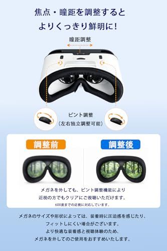 VRゴーグル DMM 3D動画 スマホ用 【跳ね上げ式で操作楽々】 VRヘッドセット 120°広角 没入感 ハードバンド 安定装着 眼鏡対応 4.7-7.0インチ iPhone16/15 Pro Maxma a14abbb6